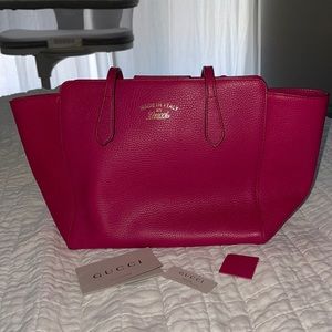 Gucci hot pink leather tote